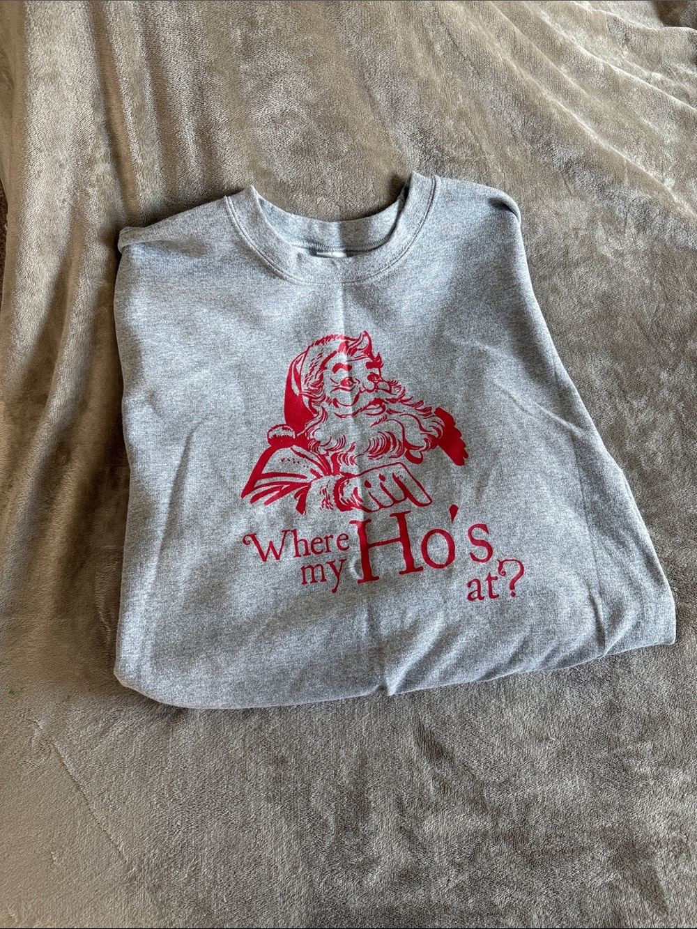 Gildan Gray Kids Sweatshirt with Red Santa Graphic